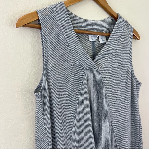 Sigrid Olsen 100% Linen Gray Diagonal Striped Crossover Sleeveless Top - Picture 3 of 8